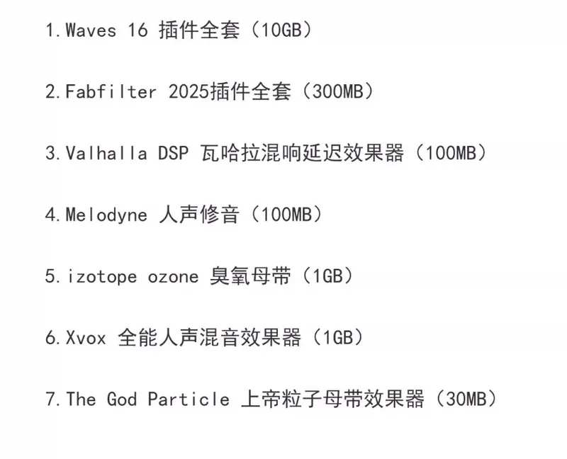 混音主流插件大全（含 Win 、Mac ）